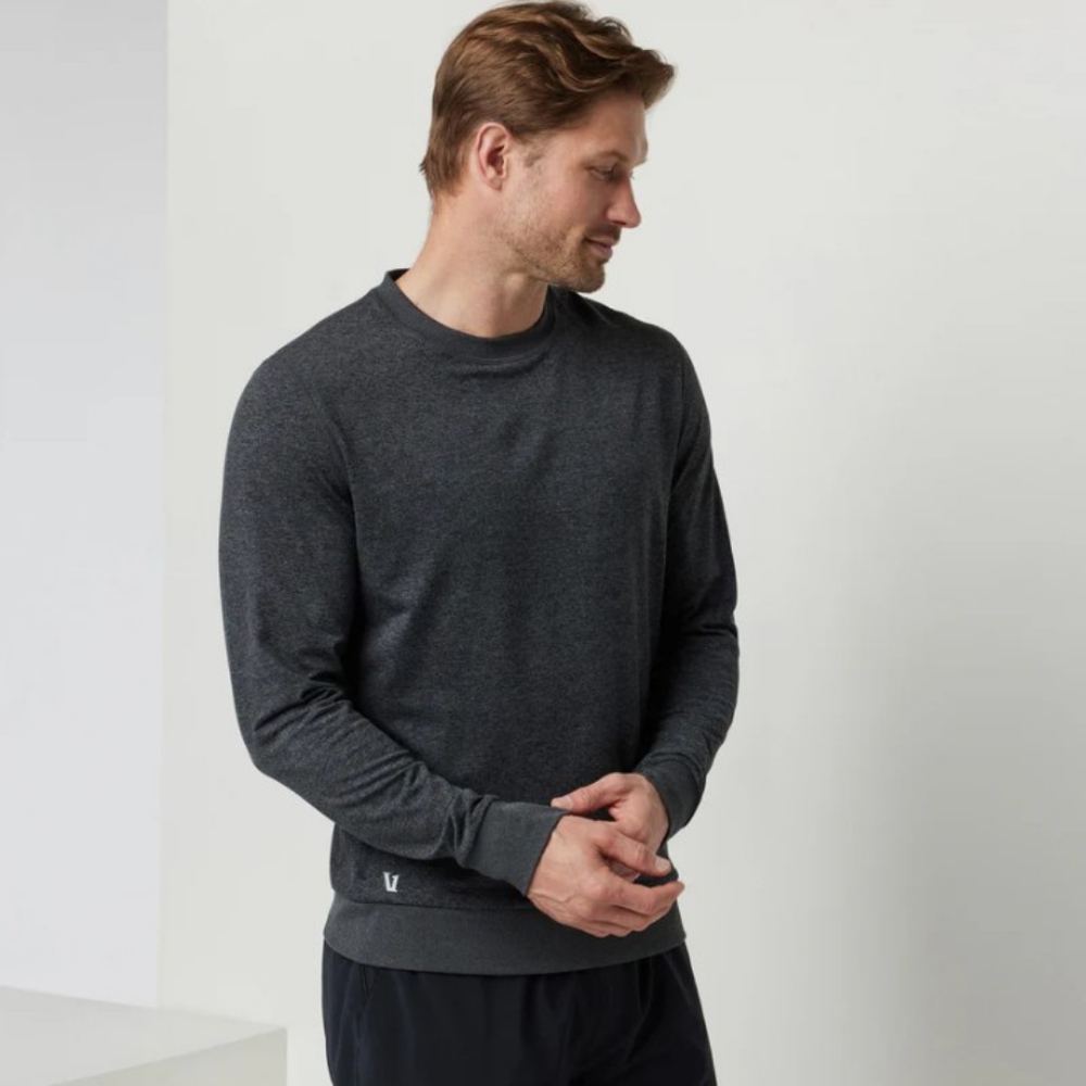 Vuori Ponto Performance Mens Crew Top Sz XXL Charcoal Gray LS EUC